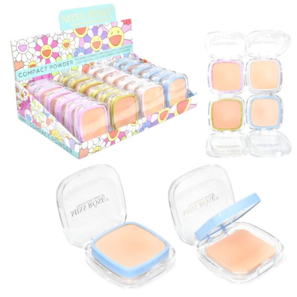 Polvo Compacto Miss Rose Presentacion Colorida Caja De Flores