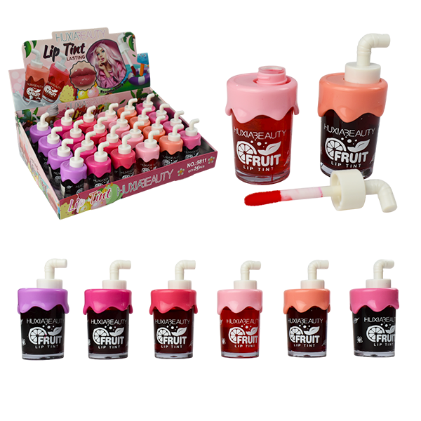 Tinta para labios frutal diseño vaso de jugo HUXIABEAUTY